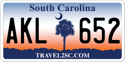 SC license plate AKL652