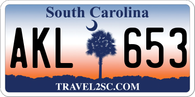 SC license plate AKL653