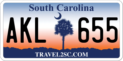 SC license plate AKL655