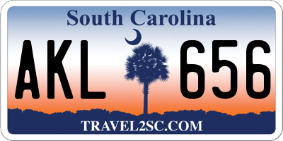 SC license plate AKL656