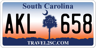 SC license plate AKL658