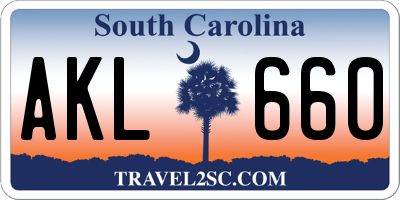 SC license plate AKL660