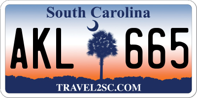 SC license plate AKL665