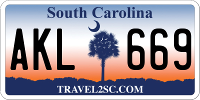 SC license plate AKL669