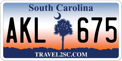 SC license plate AKL675