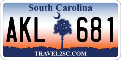 SC license plate AKL681