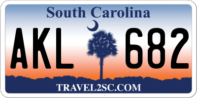 SC license plate AKL682
