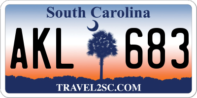 SC license plate AKL683