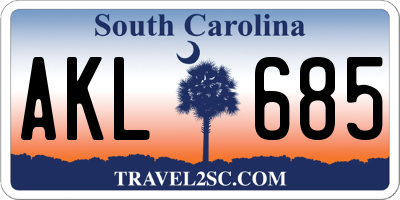 SC license plate AKL685