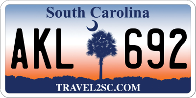 SC license plate AKL692