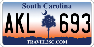 SC license plate AKL693