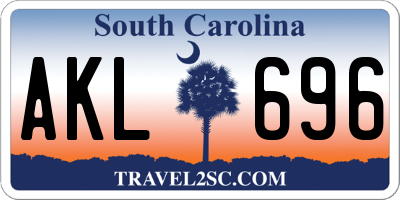 SC license plate AKL696