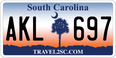 SC license plate AKL697