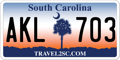 SC license plate AKL703