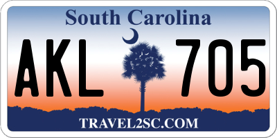SC license plate AKL705