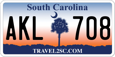 SC license plate AKL708