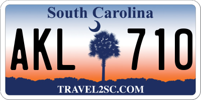 SC license plate AKL710
