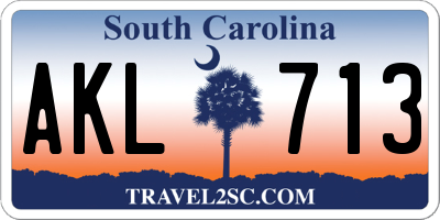 SC license plate AKL713
