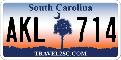 SC license plate AKL714