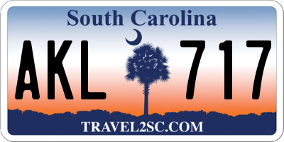 SC license plate AKL717