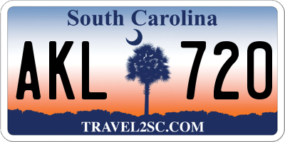 SC license plate AKL720