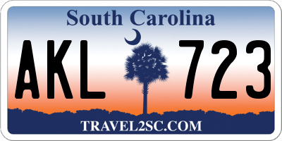 SC license plate AKL723