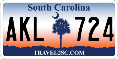 SC license plate AKL724