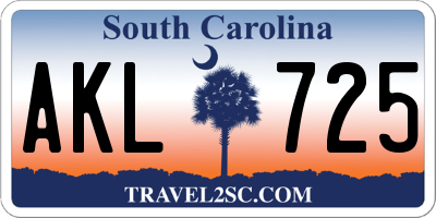 SC license plate AKL725