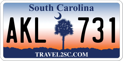 SC license plate AKL731