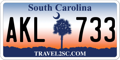 SC license plate AKL733