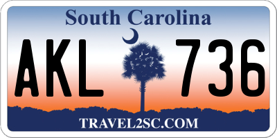 SC license plate AKL736