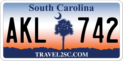 SC license plate AKL742