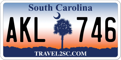 SC license plate AKL746