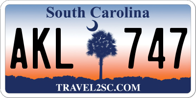 SC license plate AKL747