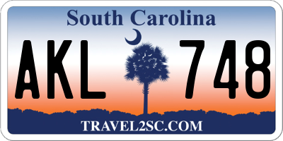 SC license plate AKL748