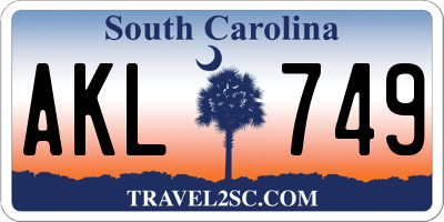SC license plate AKL749