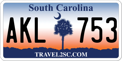 SC license plate AKL753