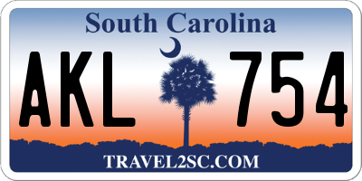 SC license plate AKL754