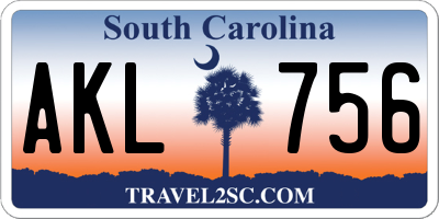 SC license plate AKL756
