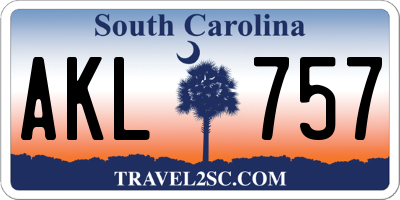 SC license plate AKL757
