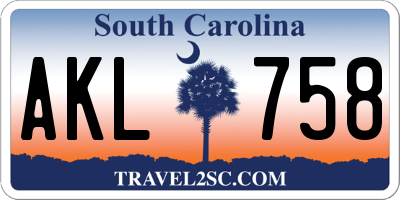 SC license plate AKL758