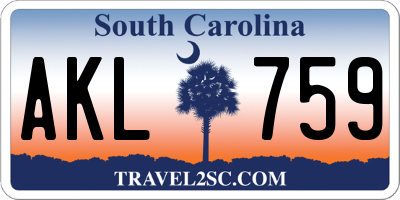 SC license plate AKL759