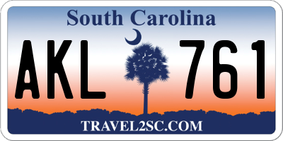 SC license plate AKL761