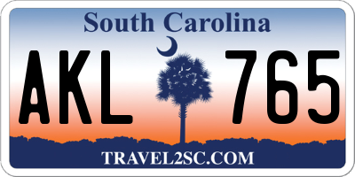 SC license plate AKL765