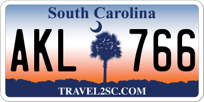 SC license plate AKL766