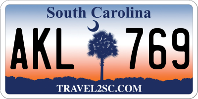 SC license plate AKL769