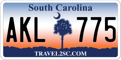 SC license plate AKL775