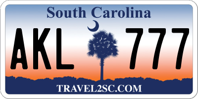 SC license plate AKL777