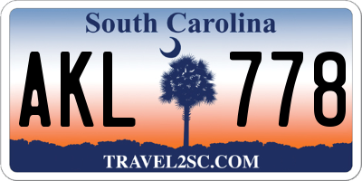 SC license plate AKL778