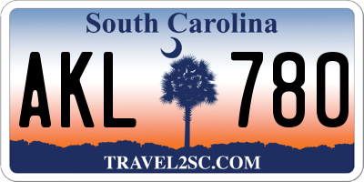 SC license plate AKL780
